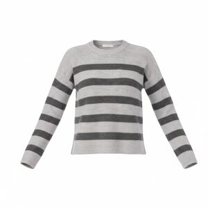 Halogen Gray and Charcoal Striped Crewneck Sweater